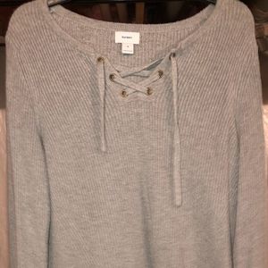 Gray "tie up" sweater